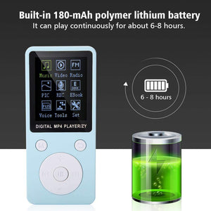 Lettore Musicale Digitale, Schermo Portatile MP4 Supporto Lettore Musicale 32GB TF Card con Cuffia Lettore Musicale Stereo a Lungo Tempo di Attesa Lettore Digitale MP4(Blu)