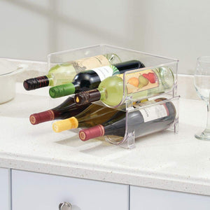 mDesign Set da 2 bottigliere - Portabottiglie Pacco 2, Trasparente - Ilgrandebazar