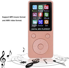 Carica l&#39;immagine nel visualizzatore di Gallery, Musica MP3 MP4 Player 8G Bluetooth Schermo da 1,8 pollici Mini Lettore portatile Supporto 32G Memory Card Pulsante tondo, Supporto musica, Radio, Registrazione, Video Regalo per bambini(Oro)