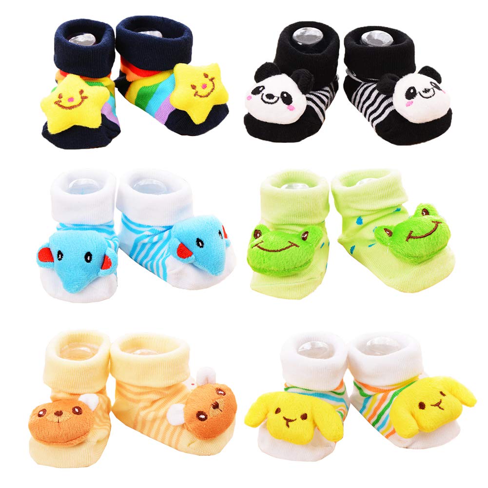 Z-Chen 6 Paia Calzini Antiscivolo per Bambini e Neonati 3D Animali, Set A,... - Ilgrandebazar