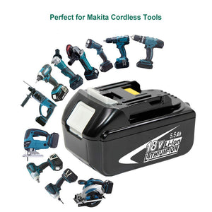 Powayup 2X 18V 5.5Ah Sostituzione per Makita Batteria BL1860B 5.5Ah, Nero