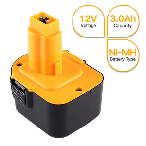 DE9071 3000mAh Ni-MH Sostitutiva per Dewalt 12V Batteria DC9071 DE9074 - Ilgrandebazar