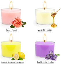 Carica l&#39;immagine nel visualizzatore di Gallery, YUE GANG Candele Tealight Profumate Regalo, 24Pack Includono Portacandele in Vetro Dorato, 8 Ore di Durata, Candele Tealight per la Casa