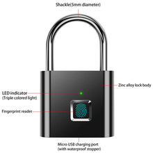 Carica l&#39;immagine nel visualizzatore di Gallery, Smart fingerprint lock Door lock,Lucchetto Per Impronte Senza Bluetooth - Ilgrandebazar