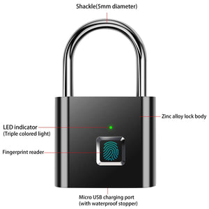 Smart fingerprint lock Door lock,Lucchetto Per Impronte Senza Bluetooth - Ilgrandebazar