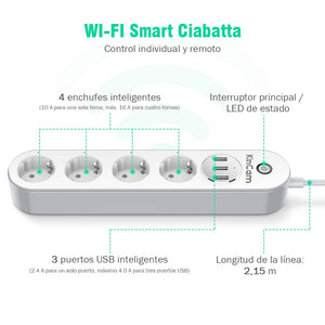 KinCam Multipresa Ciabatta Elettrica WiFi, Smart #1 Wifi Prese - Ilgrandebazar