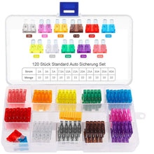 Carica l&#39;immagine nel visualizzatore di Gallery, Rovtop 120pcs+1Clip (2A 3A 5A 7.5A 10A 15A 20A Lamellari Fusibili Colorati - Ilgrandebazar