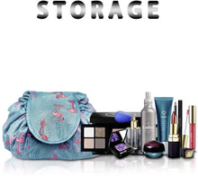 Carica l'immagine nel visualizzatore di Gallery, Borsa per il trucco con coulisse pigra Borsa per cosmetici da viaggio grande portatile Borsa per cosmetici da viaggio Custodia per il trucco per donna Ragazza (Fenicottero) Flamingo