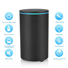 Carica l'immagine nel visualizzatore di Gallery, Diffusore di aromi agli oli essenziali Umidificatore a nebbia fredda per auto ufficio viaggio con luci colorate (alimentato tramite USB 60 ml)