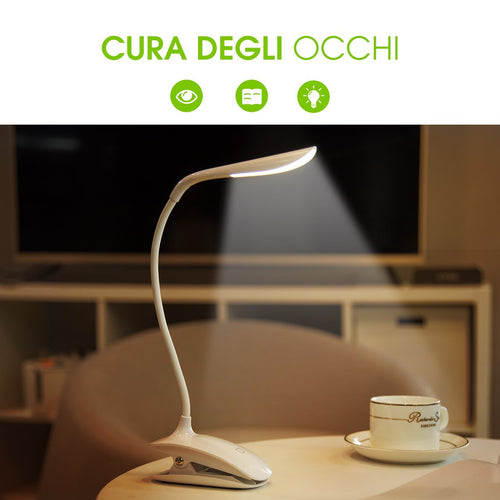 Lampada Libro 15 LED con Clip, Luce 3 Tipi 1 PEZZO, Bianco