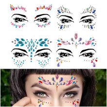 Carica l&#39;immagine nel visualizzatore di Gallery, WOWOSS 4 Pezzi Viso Gemme, Adesivi Strass per Trucco Tatuaggi...