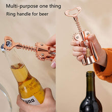 Carica l'immagine nel visualizzatore di Gallery, OMZGXGOD Cavatappi in Oro Rosa, Cavatappi Multifunzione Alato, Apribottiglie di Alta qualità dal Design Moderno - Apribottiglie per Vino e Birra - Regalo per Vino - Idea Regalo Speciale