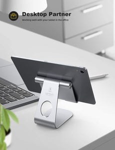 Lamicall Supporto Tablet, Supporto Regolabile : Universale Stand Dock per 2018 Pad PRO 10.5, PRO 9.7, PRO 12.9, Pad Mini 2 3 4, Pad Air, Air 2, Phone, Samsung Tab, Altri Tablets - Argento