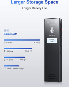 Registratore Vocale MECHEN 64GB - Attivazione Vocale, Cancellazione Rumore, USB-C Per Lezioni E Riunioni - Foto 8