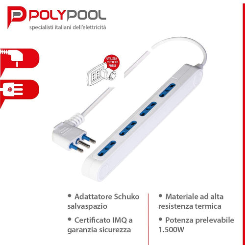 Poly Pool PP2522 Presa Multipla SPAZIOZERO Con Spina 16 A Grande E 4 Bianco - Ilgrandebazar