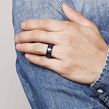 Carica l&#39;immagine nel visualizzatore di Gallery, Nuncad Anello uomo/donna celtico nero-blu con fibra di carbonio, zircone,... - Ilgrandebazar