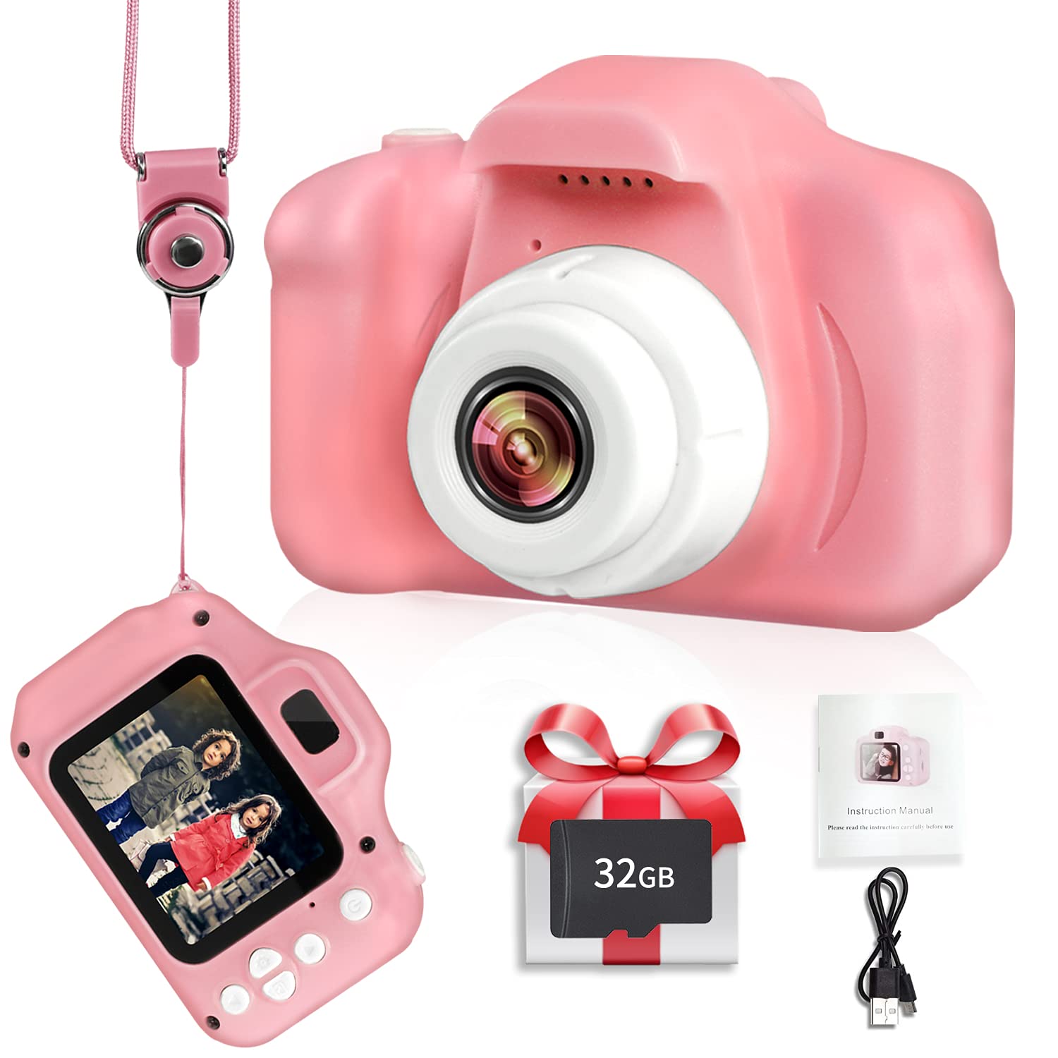 LANXUN Macchina Fotografica per Bambini, Videocamera Digitale IPS 2.0 –