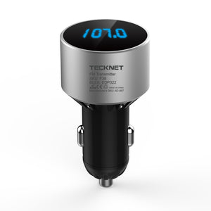 TECKNET Bluetooth FM Transmitter, Wireless Trasmettitore Radio con Argento - Ilgrandebazar