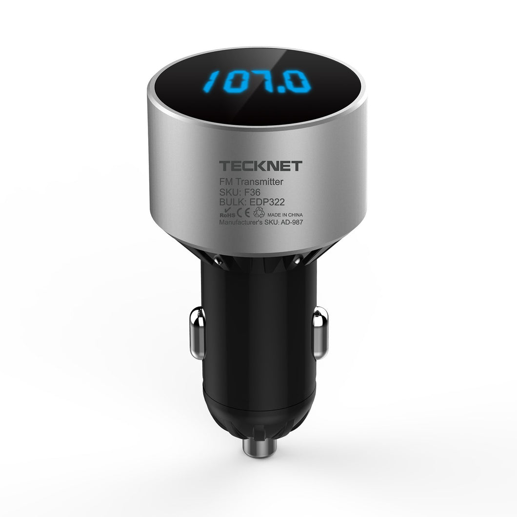 TECKNET Bluetooth FM Transmitter, Wireless Trasmettitore Radio con Argento - Ilgrandebazar