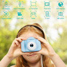 Carica l&#39;immagine nel visualizzatore di Gallery, Komake Fotocamera Bambini,Fotocamere Digitali per Bambini Ricaricabile Giocattolo da 2 Pollici Schermo HD 1080P,Regalo Giocattolo per Ragazzi e Ragazze da 3 a 12 Anni (Blu,con Scheda 32GB)