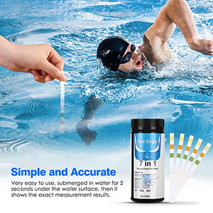 Dustgo 7 in 1 Strisce Acqua Piscina con 50 pcs Cartine Tornasole 50 PCS