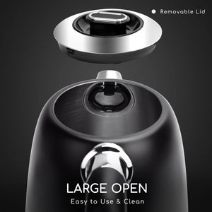 Aigostar Loki - Bollitore Elettrico Temperatura Regolabile 40-100 ℃, Bollitore in Acciaio Inox con Display Digitale LED, 1,7 Litri 2200W, Funzione di Mantenimento Caldo, Senza BPA, Nero