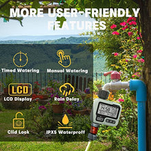 Carica l&#39;immagine nel visualizzatore di Gallery, Kazeila Timer Digitale per Irrigazione, Timer Acqua Giardino Programmabile con Ritardo Pioggia, Modalità di Irrigazione Automatica e Manuale, per Giardino, Prato, Patio, Fattoria