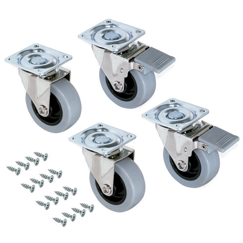 Emuca - Set di 4 rotelle pivotanti per mobile Ø50mm con piastra Ø50mm, Grigio - Ilgrandebazar