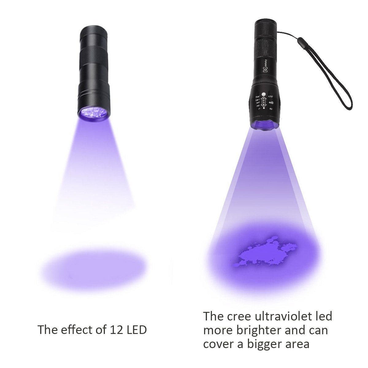 Eletorot Torcia UV LED Lampada 395 NM Ultravioletti Blacklight mano 1 –