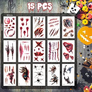 Tatuaggi Halloween Tatuaggi Temporanei Trucco Halloween Zombie Scars Tatouages Autocollants avec Fake Scab Blood Spécial FX Costume Maquillage Props
