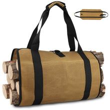 Carica l&#39;immagine nel visualizzatore di Gallery, Tela Borsa per Tronchi Camino, di Stoccaggio in Legno Tote Grande Cachi - Ilgrandebazar