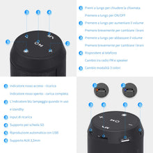 Carica l&#39;immagine nel visualizzatore di Gallery, Cassa Bluetooth Altoparlante Speaker Portatili Stereo Hi-Fi 1800mAh, Nero - Ilgrandebazar