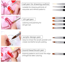 Carica l&#39;immagine nel visualizzatore di Gallery, Anself 10pcs pennelli per unghie Art Design Polacco Brush Pen Set Nylon UV Gel Pittura Strumento unghie Pennello Stampa Decorazione Kit