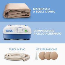 Carica l'immagine nel visualizzatore di Gallery, AIESI® Materasso Antidecubito a bolle d'aria con compressore regolabile a ciclo alternato DOCTOR MATTRESS, 130 Celle, Portata 150 Kg, Super-silenzioso, Ganci in acciaio, Garanzia Italia 24 mesi