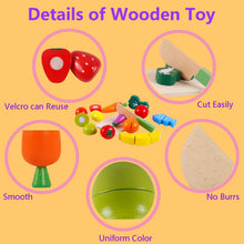 Carica l'immagine nel visualizzatore di Gallery, HVDHYY Giochi in Legno Taglio Frutta e Verdura Giocattolo Cucina per Bambini Legno Giocattoli di Simulazione Regalo di Natale Giorno dei Bambini Compleanno Daicon Una Sacchetto per 2 Anni+