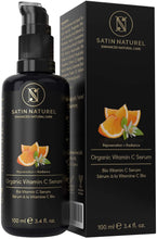 Carica l&#39;immagine nel visualizzatore di Gallery, Siero Viso alla Vitamina C BIO con Acido Ialuronico Puro 100% Vegano – 3 VOLTE PIÙ GRANDE (100ml) – Doppio Complesso Vitamina C 30% MIGLIORATO con Aloe Vera - Antietà Made in Germany