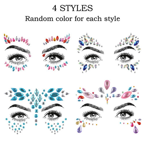 WOWOSS 4 Pezzi Viso Gemme, Adesivi Strass per Trucco Tatuaggi...