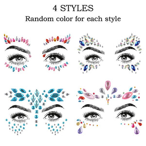 WOWOSS 4 Pezzi Viso Gemme, Adesivi Strass per Trucco Tatuaggi...