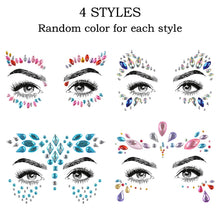 Carica l'immagine nel visualizzatore di Gallery, WOWOSS 4 Pezzi Viso Gemme, Adesivi Strass per Trucco Tatuaggi...
