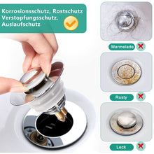 Carica l&#39;immagine nel visualizzatore di Gallery, Diboniur Tappo Lavandino Bagno, Tappo Bidet Universale Pop up，Tappo di scarico in metallo per vasca da bagno, cucina, lavabo (apertura foro di scarico 32-42 mm), D&#39;argento