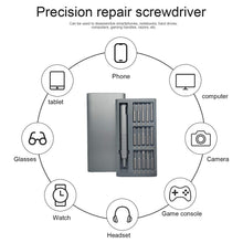 Carica l'immagine nel visualizzatore di Gallery, SOOWAY Set di cacciaviti 31 in 1 Precisione Kit di strumenti di riparazione magnetica Per fotocamera per orologio da PC per smartphone Giocattoli elettronici Multifunzione Smontaggio Strumento