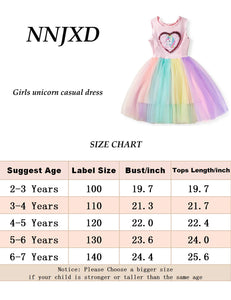 NNJXD Ragazzine Unicorn Dress Set,Stampato T-Shirt + Tutu 6-7 anni, Rosa - Ilgrandebazar