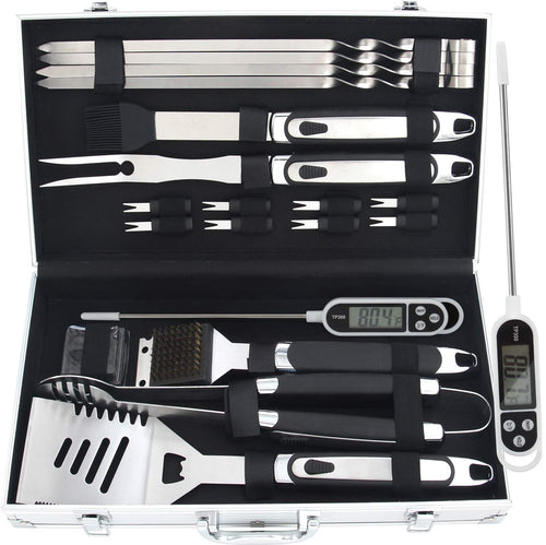 Romanticist 20pc Utensili Barbecue in Acciaio 44 x 8.8 x 19 cm, 20PCS - Ilgrandebazar