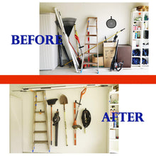 Carica l&#39;immagine nel visualizzatore di Gallery, Ganci doppi in acciaio per riporre attrezzi elettrici, capannoni, scale,...