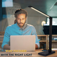 Carica l'immagine nel visualizzatore di Gallery, Lampada da Scrivania, lampada da tavolo con funzione di protezione degli occhi, lampada con 10 livelli di luminosità, 5 modalità di illuminazione, tocca controllo, porta di ricarica USB