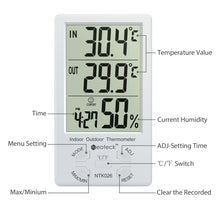 Carica l&#39;immagine nel visualizzatore di Gallery, Neoteck Digitale LCD Termometro Igrometro Interno Esterno Misuratore Bianco