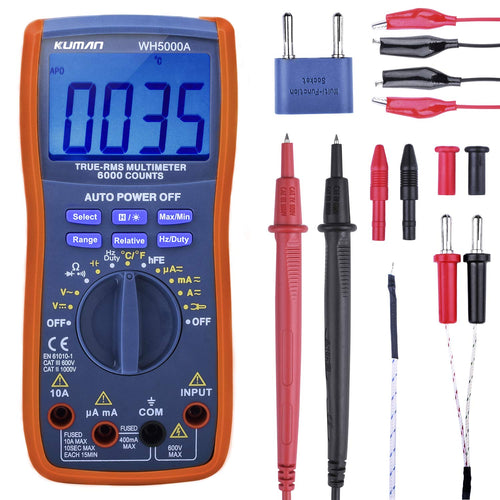 Kuman Multimetro Digitale TRMS 6000 Conti, Tester Upgraded - Ilgrandebazar