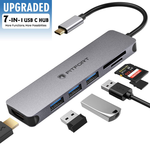 Hub USB C Adattatore Multiporta 7 in 1 C Portatile 6-1, Grigio