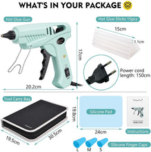 Carica l&#39;immagine nel visualizzatore di Gallery, Magicfly Pistola Colla a Caldo con 15 Stick di Colla, Pistola a Colla Grilletto Flessibile Per Fai Da Te Arti, Piccole Riparazioni e Mestieri Progetti, 60W/100W, Verde