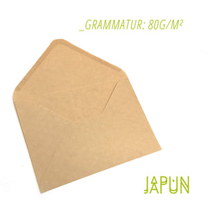 Japun - Buste (100 pezzi) in carta kraft vintage/senza C6 - 163 x 112 mm - Ilgrandebazar
